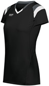 High Five Ladies Girls TruHit Tri-Color Short Sleeve Volleyball Jersey BLACK/GRAPHITE/WHITE Primary