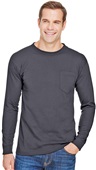 Bayside Unisex Union-Made LS Pocket Crew Tee