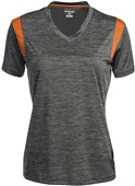 Tonix Ladies Vision V-Neck Polo Shirt 2015 BLACK HEATHER VAPOR/ORANGE Primary