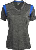 Tonix Ladies Vision V-Neck Polo Shirt 2015 BLACK HEATHER VAPOR/ROYAL Primary
