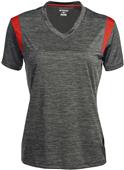 Tonix Ladies Vision V-Neck Polo Shirt 2015 BLACK HEATHER VAPOR/SCARLET Primary