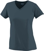 Womens 100% Polyester Wicking V-Neck Tee Shirt SLATE Primary