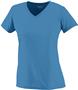 Womens 100% Polyester Wicking V-Neck T Shirt COLUMBIA BLUE Primary