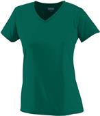 Womens 100% Polyester Wicking V-Neck Athletic Sports Tee DARK GREEN Primary