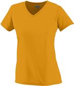 Womens 100% Polyester Wicking V-Neck Athletic Sports Tee GOLD Primary