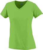 Womens 100% Polyester Wicking V-Neck Tee Shirt LIME Primary