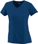 Womens 100% Polyester Wicking V-Neck Athletic Sports Tee NAVY Primary