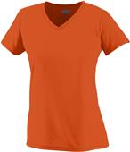 Womens 100% Polyester Wicking V-Neck Athletic Sports Tee ORANGE Primary