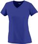 Womens 100% Polyester Wicking V-Neck T Shirt PURPLE Primary
