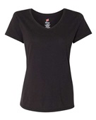 Hanes Ladies X-Temp Triblend V-Neck T-Shirt 42VT SOL BLACK TRBLND Primary