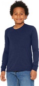 Bella+Canvas Youth Jersey Long Sleeve Tee 3501Y NAVY TRIBLEND Primary