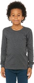 Bella+Canvas Youth Jersey Long Sleeve Tee 3501Y DARK GREY HEATHER Primary