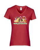 Epic Ladies Santa Paws V-Neck Graphic T-Shirts