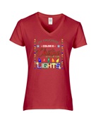 Epic Ladies Christmas Lights V-Neck Graphic T-Shirts