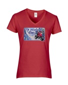Epic Ladies Santa Riding V-Neck Graphic T-Shirts
