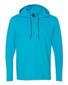 Anvil Adult Lightweight Long-Sleeve Hooded T-Shirt 987AN CARIB BLUE/ D GR Primary