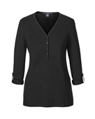 Devon & Jones Ladies' Perfect Fit Y-Placket Convertible Sleeve Knit Top DP186W