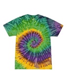 Colortone Tie-Dye Adult 5.4 oz., 100% Cotton T-Shirt CD100 MARDI GRAS Primary