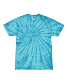 Colortone Tie-Dye Youth 5.4 oz. 100% Cotton Spider T-Shirt CD101Y SPIDER TURQUOISE Primary