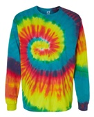 Colortone Tie-Dye Adult 5.4 oz. 100% Cotton Long-Sleeve T-Shirt CD2000 REACTIVE RAINBOW Primary