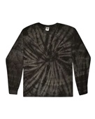 Colortone Tie-Dye Adult 5.4 oz. 100% Cotton Long-Sleeve T-Shirt CD2000 SPIDER BLACK Primary