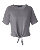 Devon & Jones Ladies' Perfect Fit Tie-Front Blouse DP617W GRAPHITE Primary