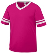 Augusta Sportswear Adult Sleeve Stripe Jerseys POWER PINK/WHITE Primary