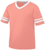 Augusta Sportswear Adult Sleeve Stripe Jerseys CORAL/WHITE Primary