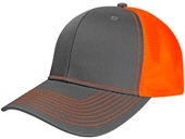 NV Caps Twill Mesh Adjustable SnapBack Baseball Trucker Caps CHARCOAL/NEON ORANGE Primary