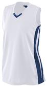 Augusta Girls' Wicking Mesh Powerhouse Athletic Jerseys 528 WHITE/ NAVY Primary