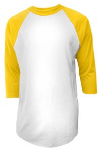 Soffe Men's Baseball Jersey T-Shirt, White/Gold (2 Pack), Medium