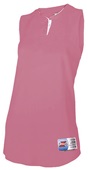 Women's Girls 2-Button Cool Stretch Mock Mesh Sleeveless Softball Jersey