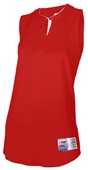 Women's Girls 2-Button Cool Stretch Mock Mesh Sleeveless Softball Jersey