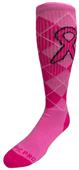 Breast Cancer Awareness Pink Argyle w/Pink Ribbon Kneehigh/OTC Socks PAIR