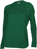 Women's Long Sleeve Loose Fit Performance Shirt DK GREEN Primary