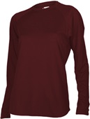 Women's Long Sleeve Loose Fit Performance Shirt MAROON Primary