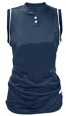 Womens Girls 2-Button Tricot Mesh Sleeveless Jerseys