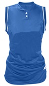 Womens Girls 2-Button Tricot Mesh Sleeveless Jerseys