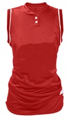 Womens Girls 2-Button Tricot Mesh Sleeveless Jerseys