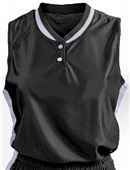 Womens Girls Sleeveless 2-Button Dazzle Mesh Jerseys