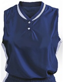Womens Girls Sleeveless 2-Button Dazzle Mesh Jerseys