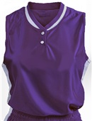 Womens Girls Sleeveless 2-Button Dazzle Mesh Jerseys
