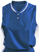 Womens Girls Sleeveless 2-Button Dazzle Mesh Jerseys
