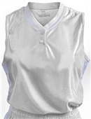 Womens Girls Sleeveless 2-Button Dazzle Mesh Jerseys