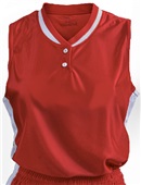 Womens Girls Sleeveless 2-Button Dazzle Mesh Jerseys