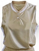 Womens Girls Sleeveless 2-Button Dazzle Mesh Jerseys