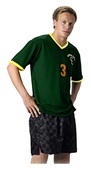 Alleson 500MLJ Adult Soccer Jerseys DG/LG/WH - DARK GREEN/LIGHT GOLD/WHITE Primary