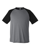 Team 365 Unisex Zone Colorblock Raglan T-Shirt TT62 DK GRY HTH/ BLK Primary