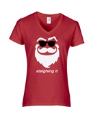 Epic Ladies X-Sleighing It V-Neck Graphic T-Shirts