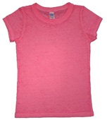 Royal Apparel Kids Toddler Youth Burnout Wash Short Sleeve Girls Tee NEON PINK Primary